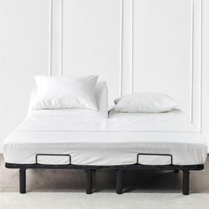 JS Sanders Top Split Head King Sheets Set - 4 Pcs, 100% Cotton Half Split King Sheets Sets for Adjustable Bed - 18" Deep Pocket, 30 Inch Sheet Set Soft, Easy-Fit, Breathable - White