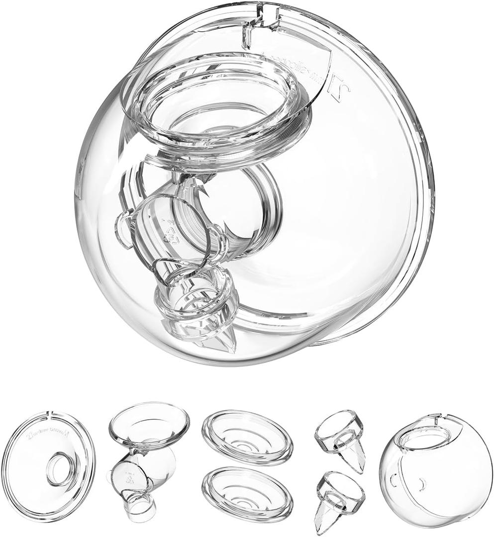 Wearable Breast Pump Replacement Parts, Milk Collector Cup Accessories, Compatible with TSRETE S12 S9 Kmaier S12, Include Duckbill Valve, 27mm Flange, Silicone Diaphragm, Linker