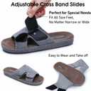House Slippers for Men Open Toe Adjustable Home Slides with Low Arch Support and Rubber Sole Indoor Outdoor, Size 40