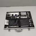 ROMANTICIST 26pcs Stainless Steel Grill Tool Set, Heavy Duty BBQ Grilling Accessories Gifts for Men Dad, Non-Slip Grill Utensils Kit with Apron,Mats in Aluminum Case for Valentines Day Silver