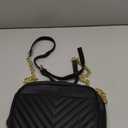 FashionPuzzle Chevron Quilted Crossbody Camera Bag with Chain Strap and Tassel (Black)