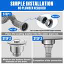 Cinsda 1-1/2" & 1-1/4" P-trap with Adapter, Flexible Sink Drain Pipe, Adjustable P Trap for Bathroom Sink Drain Kit, Kitchen Garbage Disposal, Gray