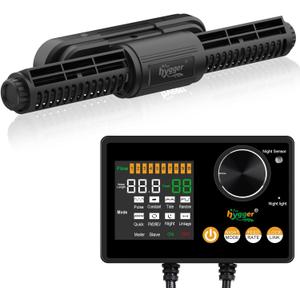 hygger Intelligent Wave Maker for Aquarium, Saltwater Freshwater Circulation Pump Adjustable 6 Waves/Night/Feed/Wireless Connection Mode, Magnetic Holder Display Controller Memory Function (35W)
