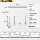 4-Lights Modern Pendant Lights for Kitchen Island LED Dimmable Crystal Glam Ceiling Pendant Lighting Chandelier for Dining Room Hallway Bedroom Silver, 4 Lights Rectangular