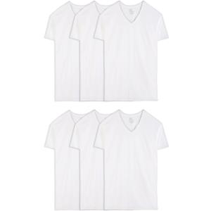 Fruit of the Loom Men's Eversoft Cotton Stay Tucked V-Neck T-Shirt (3X-Large Tall, Tall Man - White - 6 Pack)