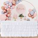 White Tulle Table Skirt 6ft Tutu Table Skirt For Rectangle Table Birthday Party Decorations Baby Shower Girls Parties Cake Dessert Table Decorations Ruffle Table Skirting