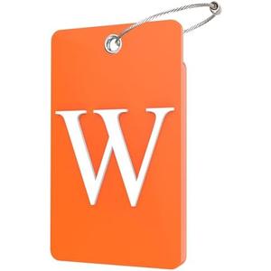 Gostwo 2 Pack Luggage Tags for Suitcases, 26 Initial Letter Travel Luggage Baggage Identification Labels ID Tag Fully Bendable Tags with Stainless Steel Loop (Orange) (Letter W)