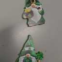 Menkxi 2 Pcs St Patrick Day Gnomes Figurines Table Decorations Wooden Irish Green Gnome Elf Scandinavian Nordic Elf Figurine for St. Patrick's Day Home Office Desk Party Supplies Indoor Outdoor Decor