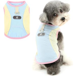 Color-Block Soft Mesh Pet Sun Protection Shirt for Dog Puppy Cool Vest Tank Top with Leash Ring Breathable Yorkie Chihuahua Summer Clothes Cat Clothing,Blue M
