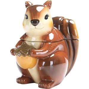 Bico Squirrel 8 inch Air Tight Cookie Jar, Hand Painted Ceramic Container, Dishwasher Safe