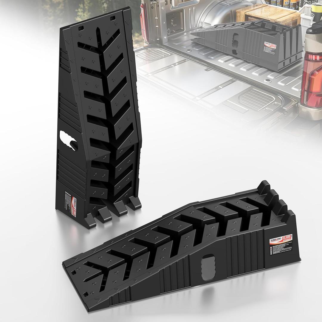 16000lb Stackable Heavy Duty Car Ramps for Oil Change,Save 50%Space | 7.3" Lift & 18 Anti-Slip Pads Offer Stability for Underbody Work. Stackable Design Fits Better for Tight Garage Spaces, 2Pack