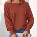 BTFBM Off Shoulder Sweaters for Women Trendy 2025 Fall Long Sleeve Casual Basic Knit Winter Oversized Pullover Sweater (S)