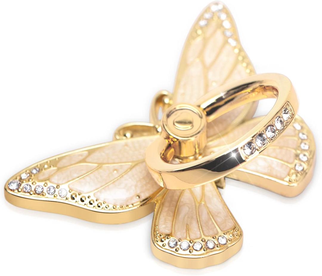 Doflyesky Butterfly Cell Phone Ring Grip Holder, 360 Degrees Rotation Phone Ring Grip Stand, Metal Finger Kickstand Compatible with iPhone, Samsung Galaxy, Android Phone
