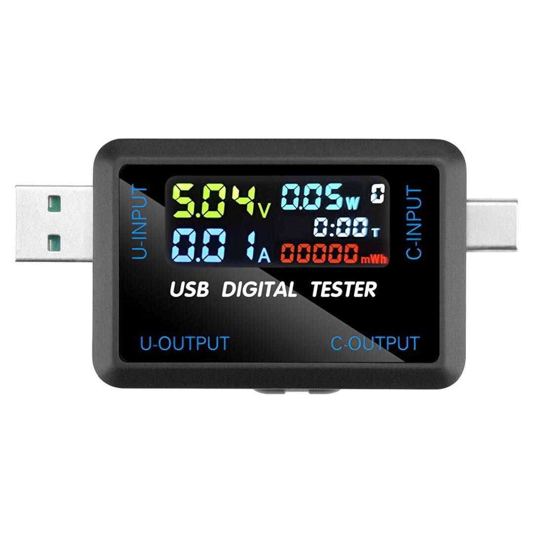 USB and Type-C Tester - Multi-Functional Digital Tester for DC 4.5-36V, 0-8A Current and Voltage Meter, Supports Multiple Fast Charging Protocols