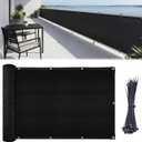 CroBlissful 1 Pcs 3' x 10' Black Balcony Privacy Screen Fence Cover, Heavy Duty 170 GSM Privacy Screen with Grommets & Zip Ties, Breathable Mesh Fence for Patio Deck Backyard Porch, Railing Shield 90%