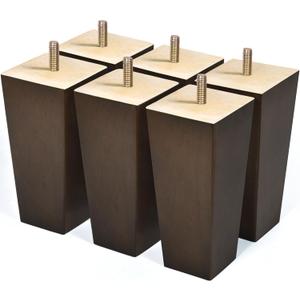 6 inch Furniture Legs Set of 6 Couch Legs Mid-Century Modern Replacement Sofa Legs for Sectional, Dresser, Recliner, Nightstand