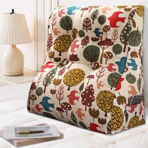 Curved Reading Pillow for BedHeadboard Wedge Pillow for Back Support Pillow, Heighten Back Pillow for Sitting in Bed or Sofa, with Removable Cover