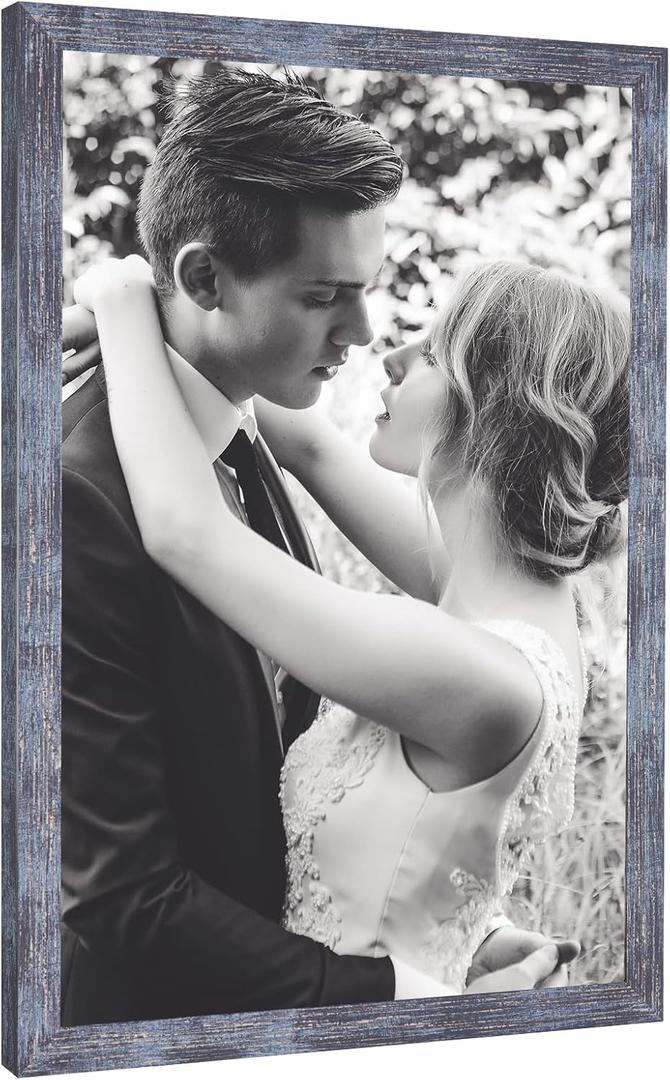 20x27 Frame Rustic Blue, 27x20 Picture Poster Frame, Horizontal Vertical Hanging, 20 by 27 Wall Gallery Family Concert Portrait Photo Frame Anniversary/Birthday/Wedding/Thank you/Christmas Gift