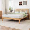 Novilla 12 Inch Queen Bed Frame with Headboard Bed Frame Queen Size Solid Wooden Bed Frame Foundation with Wood Slat Support, No Box Spring Needed, Easy Assembly, Natural Grain Wood