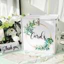 OurWarm White Wedding Card Box with Lock & Slot, PVC Gift Card Box for Wedding Reception, Eucalyptus Wedding Envelope Money Card Box for Party Graduation Birthday Bridal Shower Decorations
