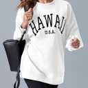 Langwyqu Women's Oversized Sweatshirt Los Angeles California Crewneck Long Sleeve Casual Loose Pullover Tops (White, L)