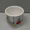 Napco Festive Christmas Ornament Ceramic - Hand-Drawn Style Holiday Plant Pot 5 Inch Tall White & Multicolor Seasonal Decor for Indoor Plants