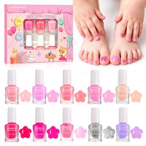 Kids Nail Polish Set, 10 Colors Non Toxic Water Based Peel Off Nail Polish, Quick Dry Toddler Nail Polish Kit, Safe Kids Manicure Set Birthday Gift for Girls