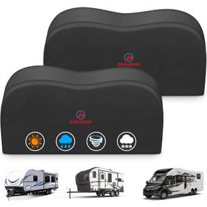 Comnova RV Tire Covers 2 Pack - 600D Dual Axle Tire Cover for Camper RV Trailer Truck, Waterproof Heavy Duty Fade-Resistant Dual Wheel Protector Cover, Fits Tire Diameters 27-29 Inch