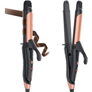 Dual Voltage Curling Iron 2-in-1 Curling Iron 1 Inch,(100V~240V) Dual Voltage Hair Straightener Travel CurlingIron European Flat Iron(Black)