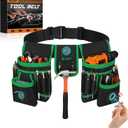 Magnetic Tool Belt for Men, 26 Pockets Heavy Duty Tool Pouch, Magnet Holster Nail Utility Toolbelt Detachable Adjustable Waist Holder for Handyman Contractor Mechanic Plumber Roofer Dad Gift -Green