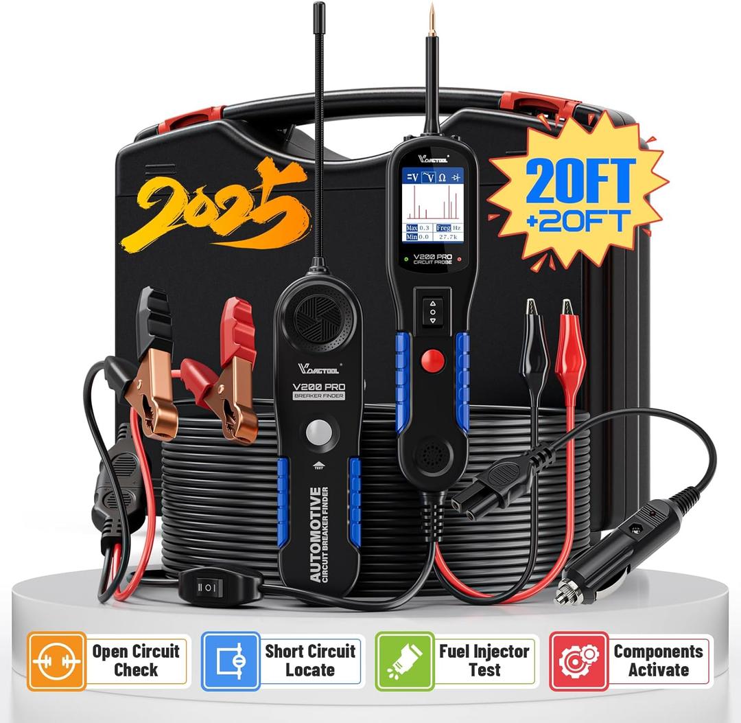 VDIAGTOOL V200 Pro Power Circuit Probe Tester, Automotive Circuit Tester Breaker Finder Tool, 12/24V Electrical Open Short Circuit Finder for 99% Cars, Wire Tracer, AC/DC Trailer Relay Fuse Test