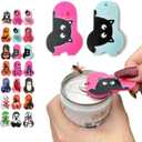 2Pc Soda Can Opener and Cover,Easy Soda Tab Opener with Stylish Drink Protectors for Long Nails,Reusable Beverage Barricade for Camping,BBQ,Party Blue&Red Cat Face