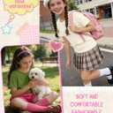 Oakgarden 4 Pack Girls Short Sleeve T Shirts Kids Casual Loose Tops Rolled Cuff Cute Basic Tees 5-14 Years Back to School