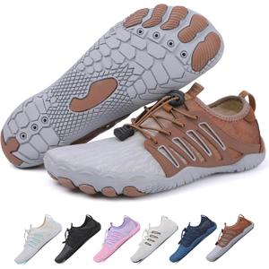 Barefoot Shoes Women,Non-Slip Athletic Barefoot Shoes Wide Toe Water Shoe Hiking Footwear with Quick-Drying, Ergonomic Five-Finger Design for Water and Off-Road Adventures Grey, 8