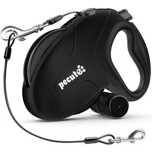 Pecute 32ft Retractable Dog Leash with Poo Bag Holder, Chew Proof Dog Leash with 360 Tangle-Free Extended, Anti-Slip Handle & Quick Brake Button, Suitable for Dogs Up to 110lbs in Weight