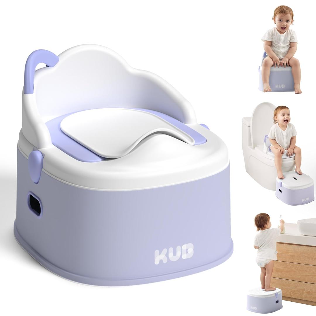 KB 3-in-1 Potty Training Toilet (Chair, Seat, Step Stool) - 9 CM Splash Guard, One-click Assembly, Easy to Clean - Versatile Toddler Potty Trainer for Boy Girl - Purple