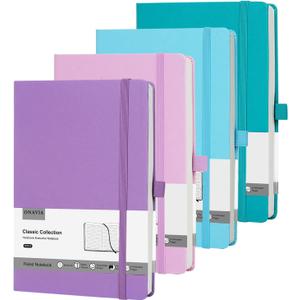 4 Pack Lined Journal Notebooks for Work, Travel, College, A5 Size 100 GSM Thick Paper, Classic Ruled, Hardcover Notepad for Writing 160 Pages, 5.5 x 8.3 inch, 4 Light Multicolors