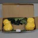 Briful Artificial Chrysanthemums Ball Flowers 6 Large Heads Mums Stems Autumn Yellow Fake Hydrangea Flowers Bouquet for Home Garden Party Wedding Decoration, Set of 4