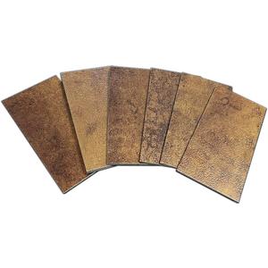 WEIMEISC 88-Piece Peel and Stick Backsplash Tile, PVC Aluminum Brushed Metal Silver Self Adhesive Tile for Kitchen, Bathroom,Laundry Room, Stair Riser Decal (Copper+Relief)