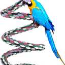 94.4inch Length Colorful Cotton Bendable Rope Perch Swing Bird Chew Toys Amazon Parrots Cage Toys with Bell Swing Climbing Standing Bungee Bird Toys for Regular to Big Size Birds