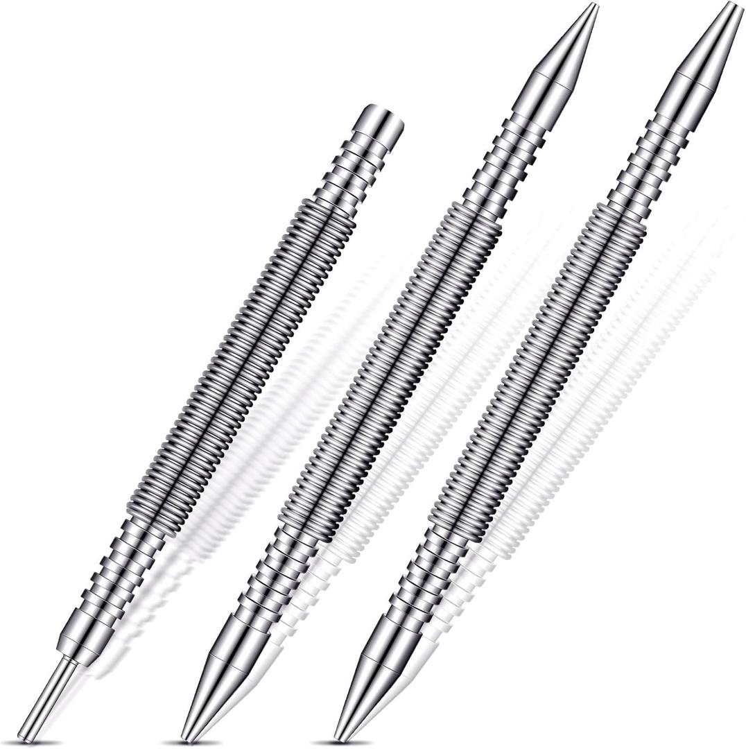 Sosation 3 Pcs Dual Head Nail Setter and Hinge Pin Punch Set, Spring Nail Punch 1/32" (1) 1/16" (2), 3/32" (3) 1/8" (4), Hammerless Door Hinge Pin Remover Tool 5000 PSI Striking Force