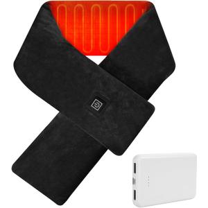 Rechargeable Cordless Neck Heating Pad; 5000mAh Power Bank Neck Warmer for Pain Relief; Fast Heating Electric Heat Wrap with 3 Temp Settings; Portable Thermal Pad for Men & Women(Black)