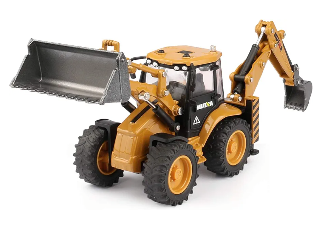 duturpo 1/50 Scale Metal Diecast Backhoe Loader Toy, Metal Play Construction Vehicles Trucks Toy for Boys