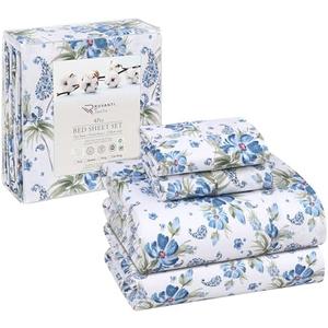 RUVANTI 100% Cotton Full Size Bed Sheets, 3 Pieces, Soft & Breathable Percale Weave Bedding, Deep Pocket 16", Hotel Standard, Crisp Cool Feel, Durable, Perfect Sheet Set Floral, Paislyona