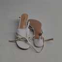 wetkiss Womens White Heels White Kitten Heels Low Heel Womens Strappy Heel Adjustable Ankle Strap Heeled Sandals for Women Round Open Toe Summer Dress Shoes 8.5