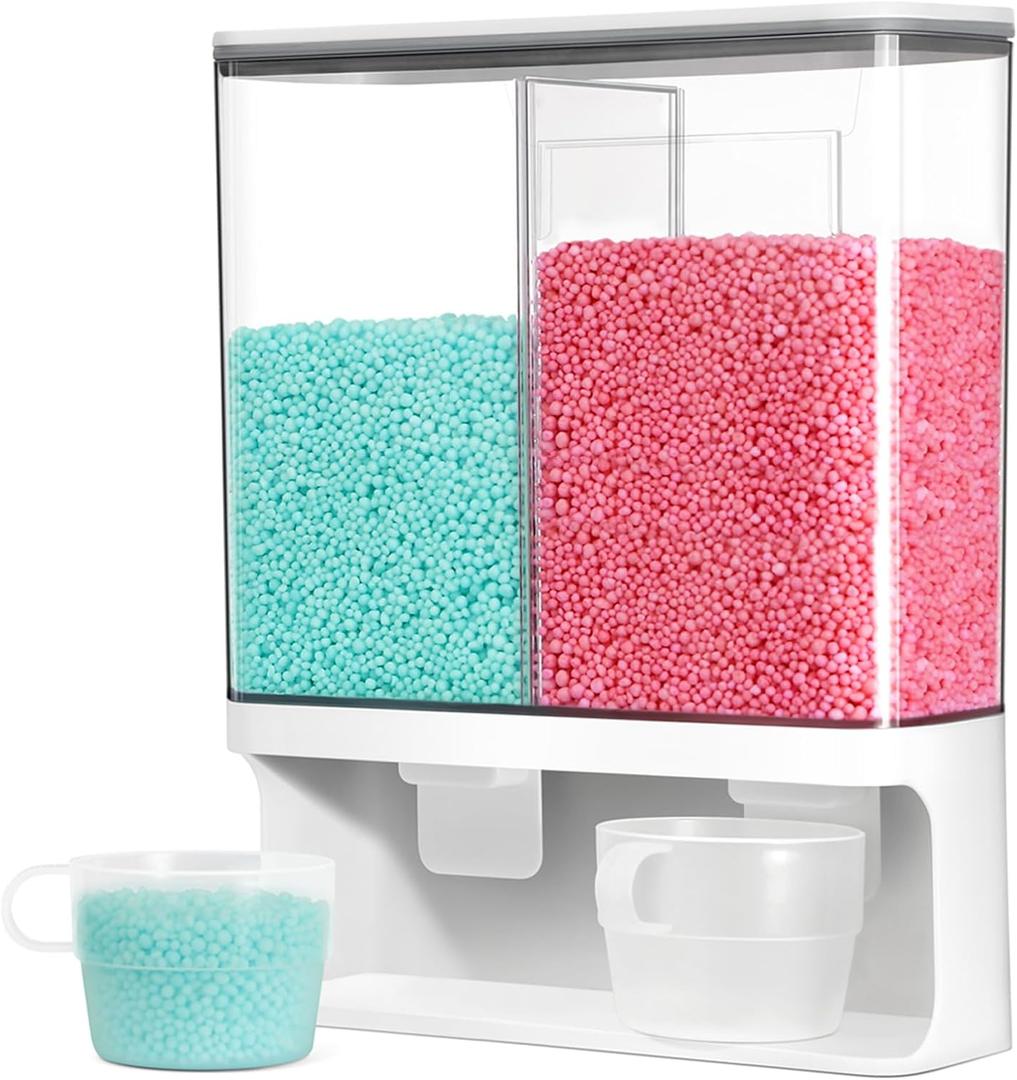 Conworld Laundry Detergent Dispenser, Scent Booster Beads Dispenser for Laundry Room Organization, Suitable for Beads, Stain Remover Powder (2 Grid)