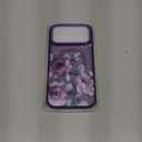 FUNMIKO for iPhone 17 Pro Max Case with Privacy Screen Protector, Wireless Charging Compatible, Shockproof Translucent Matte Cover - Cute Floral Design Phone Case for Women Girls - Purple Blossoms