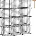 C&AHOME Wire Cube Storage, 12-Cube Storage Organizer Metal, C Grids Storage Bins Shelving, Modular Bookshelf Shelf, Closet Cabinet Ideal for Bedroom, Office 36.6L x 12.4W 48.4H Black