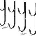 Pool Pole Hanger Premium 4pc Black Aluminium Holder Set by Aquatix Pro, Ideal Hooks for Telescopic Poles, Skimmers, Leaf Rakes, Nets, Brushes, Vacuum Hose, Garden Tools and Swimming Pool Accessories