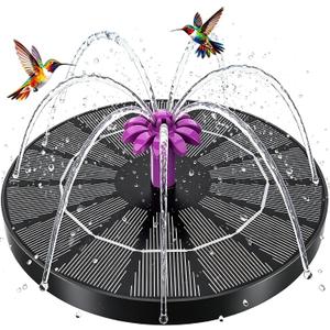 Solar Fountain for Bird Bath, 4W Solar Powered Water Fountain Pump, Outdoor Water Fountain with 6 Nozzles for Hummingbirds, Garden, Pool, Pond